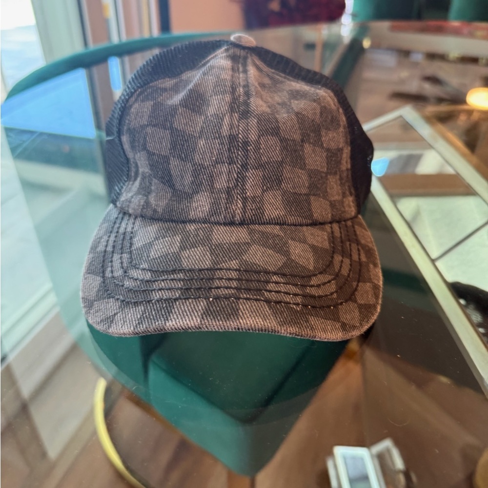 C.C. Black and Grey Plaid Hat - Women’s Ponytail Hat